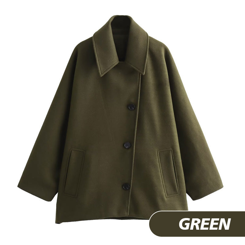 Elegant kappa med fladdermusärm och fickor för kvinnor