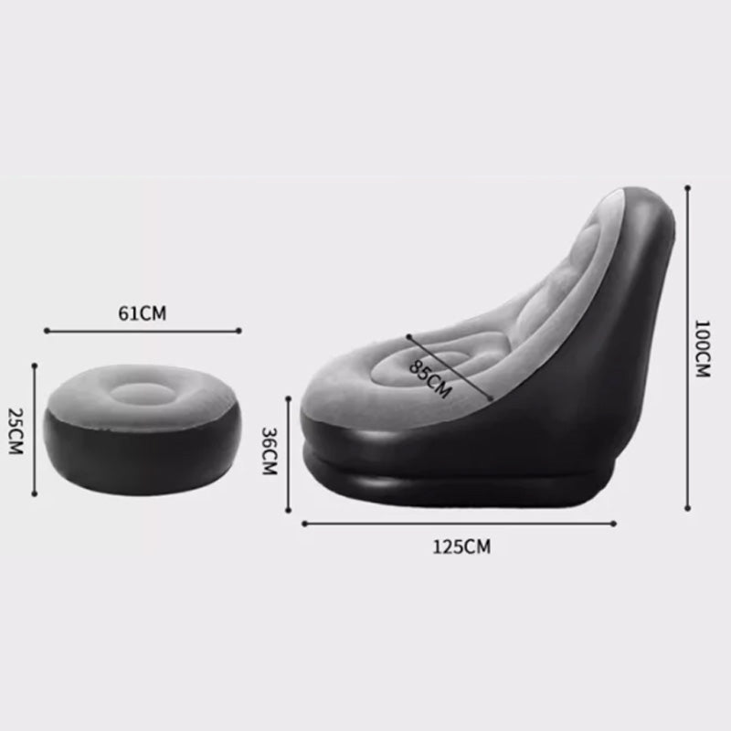 Förtjockad uppblåsbar Bean Bag-stol för vuxna med fotpall✈️ Fri frakt✈️