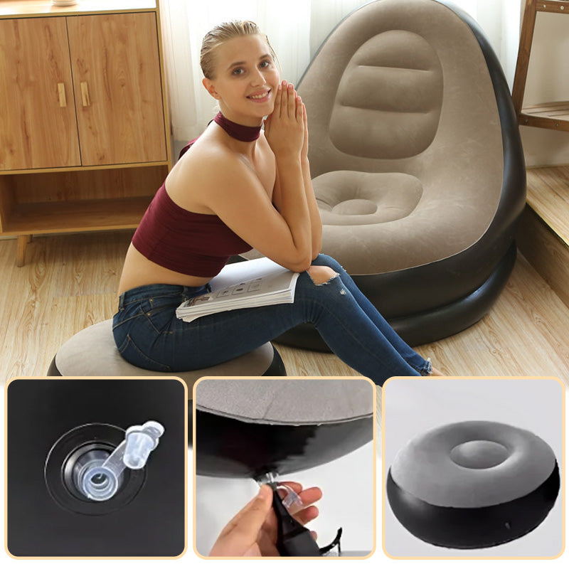Förtjockad uppblåsbar Bean Bag-stol för vuxna med fotpall✈️ Fri frakt✈️