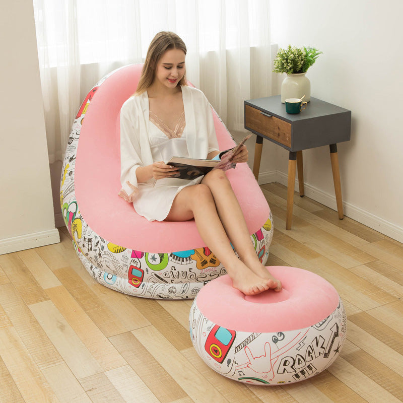 Förtjockad uppblåsbar Bean Bag-stol för vuxna med fotpall✈️ Fri frakt✈️