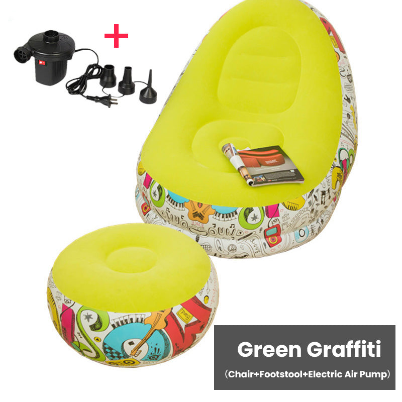 Förtjockad uppblåsbar Bean Bag-stol för vuxna med fotpall✈️ Fri frakt✈️