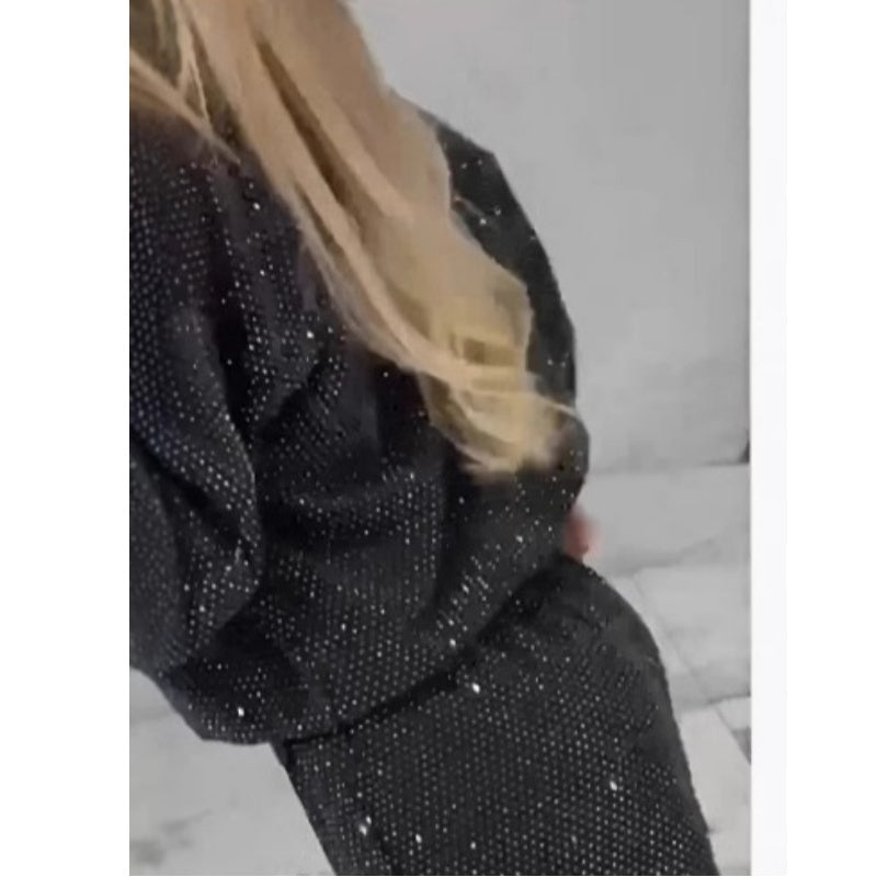 đ
FörhandsförsĂ€ljning inför julenđLöst sittande topp med paljetter och vida byxor (2-delat set)
