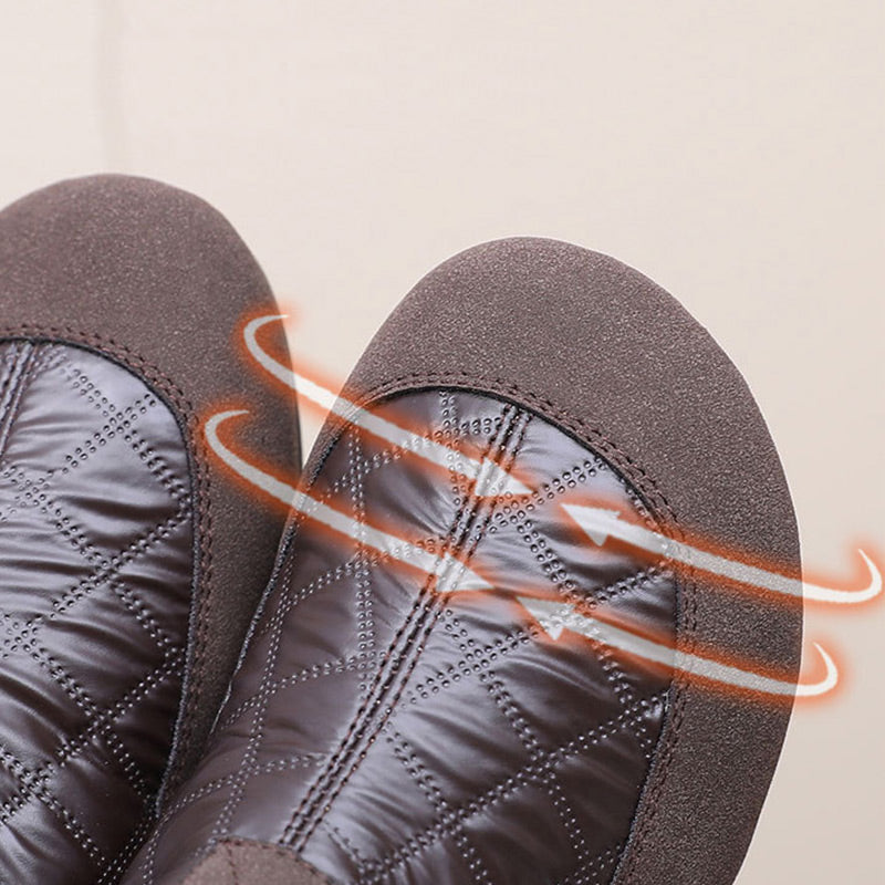 Vintervarma vattentäta halkfria slip-on skor för kvinnor med bomull foder