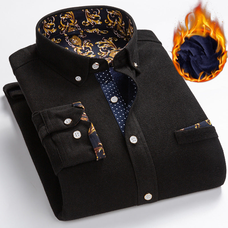 50% RABATTđ„Mans hög kvalitet Corduroy varm vinterskjorta tjock fleece