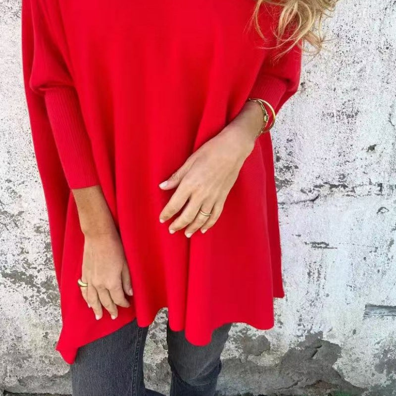 đSleek lĂ„ngĂ€rmad stickad topp för kvinnor