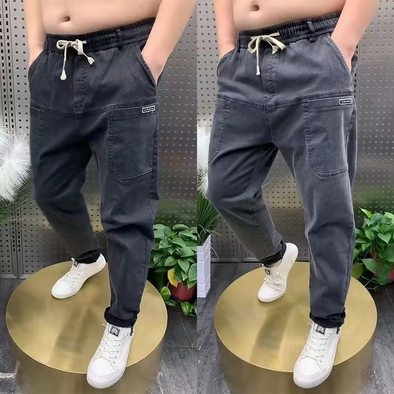 Herrjeans med elastisk dragsko och sex fickor