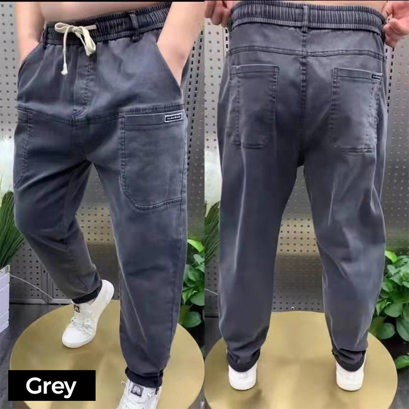 Herrjeans med elastisk dragsko och sex fickor