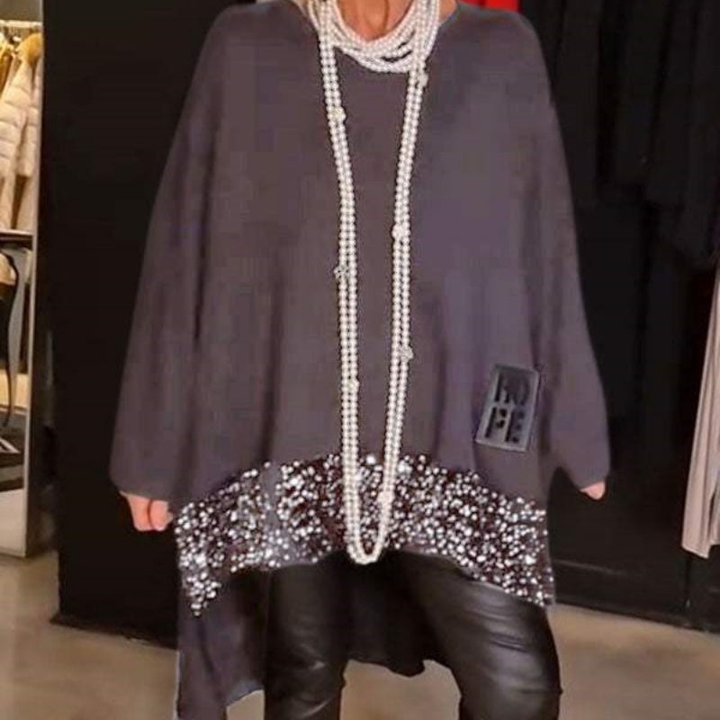 ✨Patchworktopp i paljettmönster med oregelbunden fåll👗