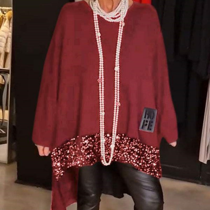 ✨Patchworktopp i paljettmönster med oregelbunden fåll👗