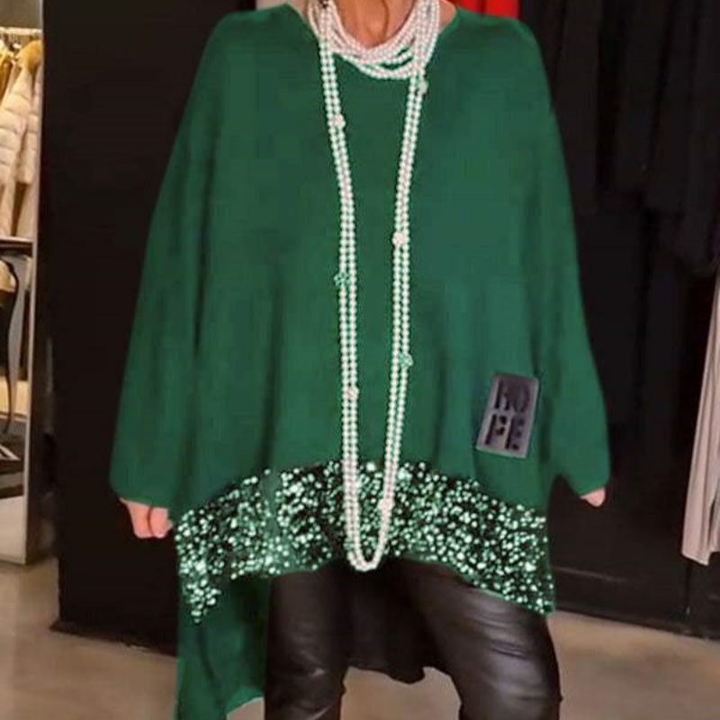 ✨Patchworktopp i paljettmönster med oregelbunden fåll👗