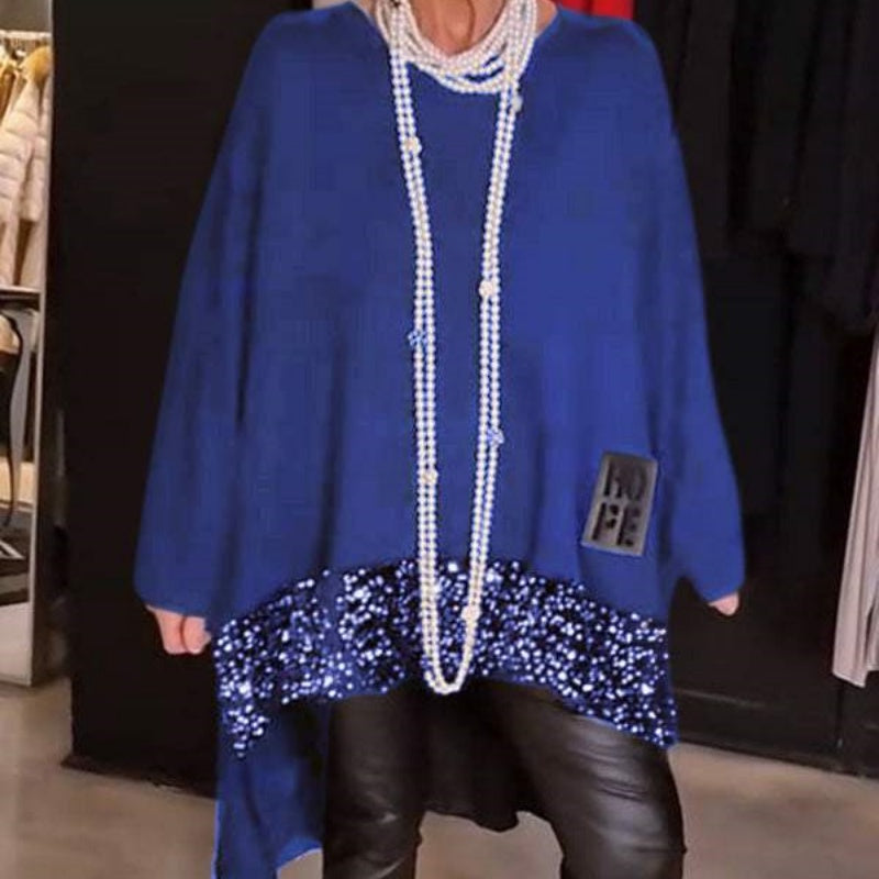 ✨Patchworktopp i paljettmönster med oregelbunden fåll👗