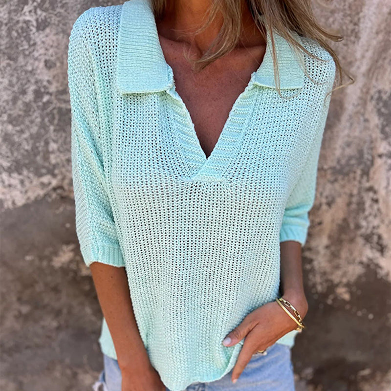 đGott nytt Ă„r! 50% OFF đïžStylish V-ringad stickad topp med trekvart Ă€rm
