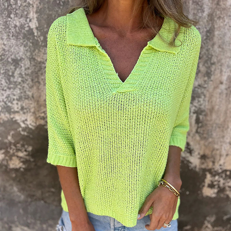 đGott nytt Ă„r! 50% OFF đïžStylish V-ringad stickad topp med trekvart Ă€rm