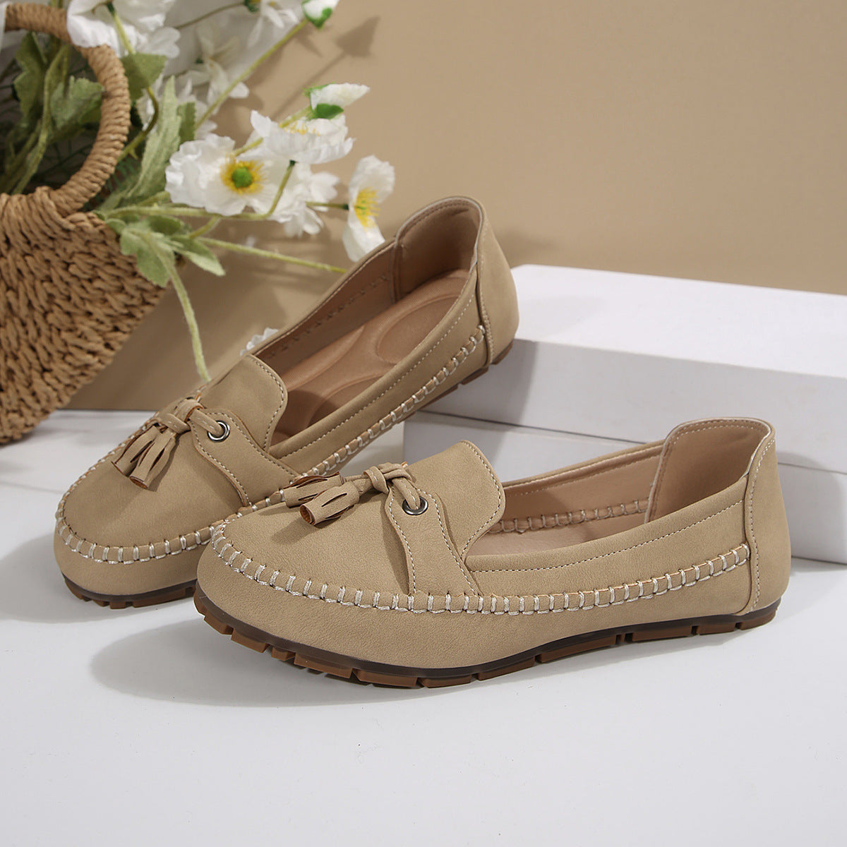 🔥Senaste dagskampanj 50% rabatt - Bekväma mjuka loafers för kvinnor i vintage stil med rosett