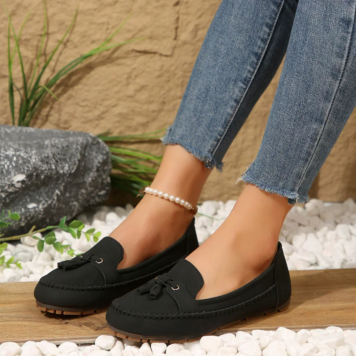 🔥Senaste dagskampanj 50% rabatt - Bekväma mjuka loafers för kvinnor i vintage stil med rosett