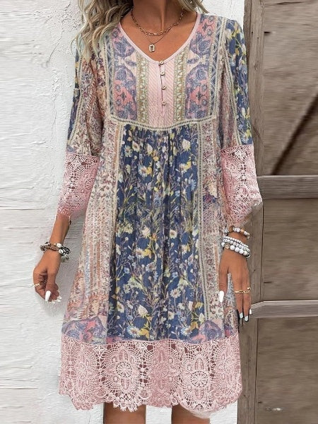 đ„đ·Sommar heta försĂ€ljning 49% rabattđTryckt vintage spetsklĂ€nning