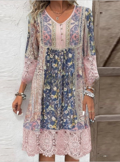 đ„đ·Sommar heta försĂ€ljning 49% rabattđTryckt vintage spetsklĂ€nning