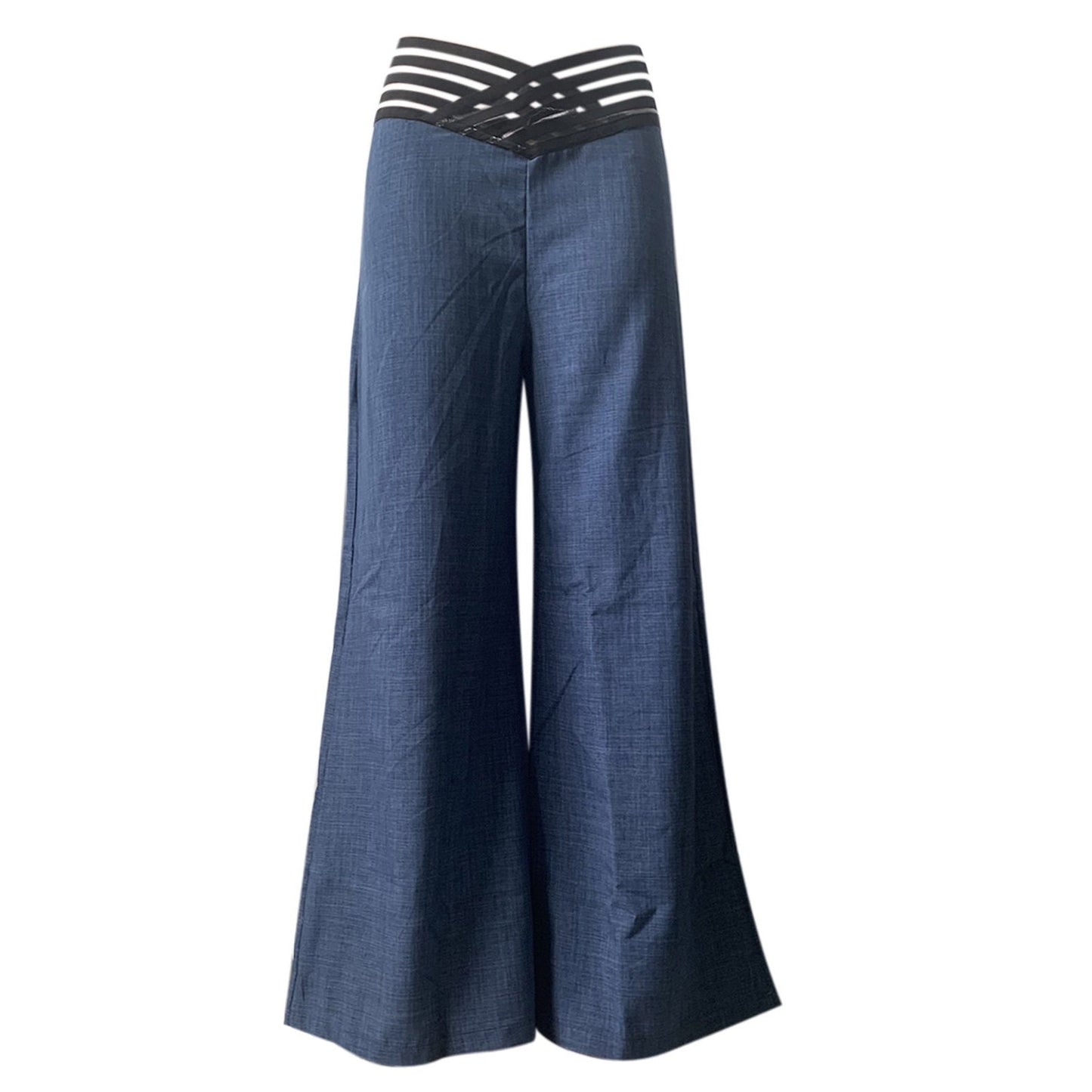 Casual byxor med hög midja och vida ben för kvinnor
