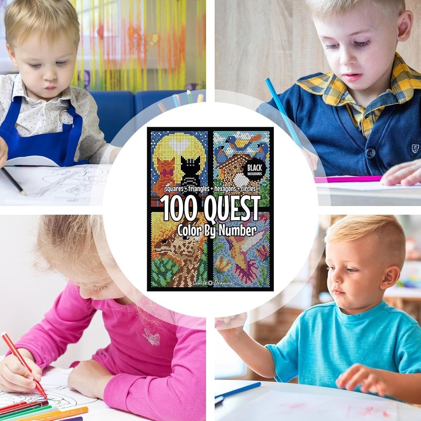 100 QUEST Färg efter nummer-bok