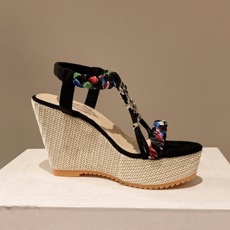 Boho Wedge sandaler med spetsig tå för kvinnor