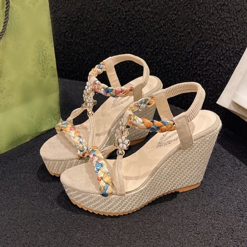 Boho Wedge sandaler med spetsig tå för kvinnor