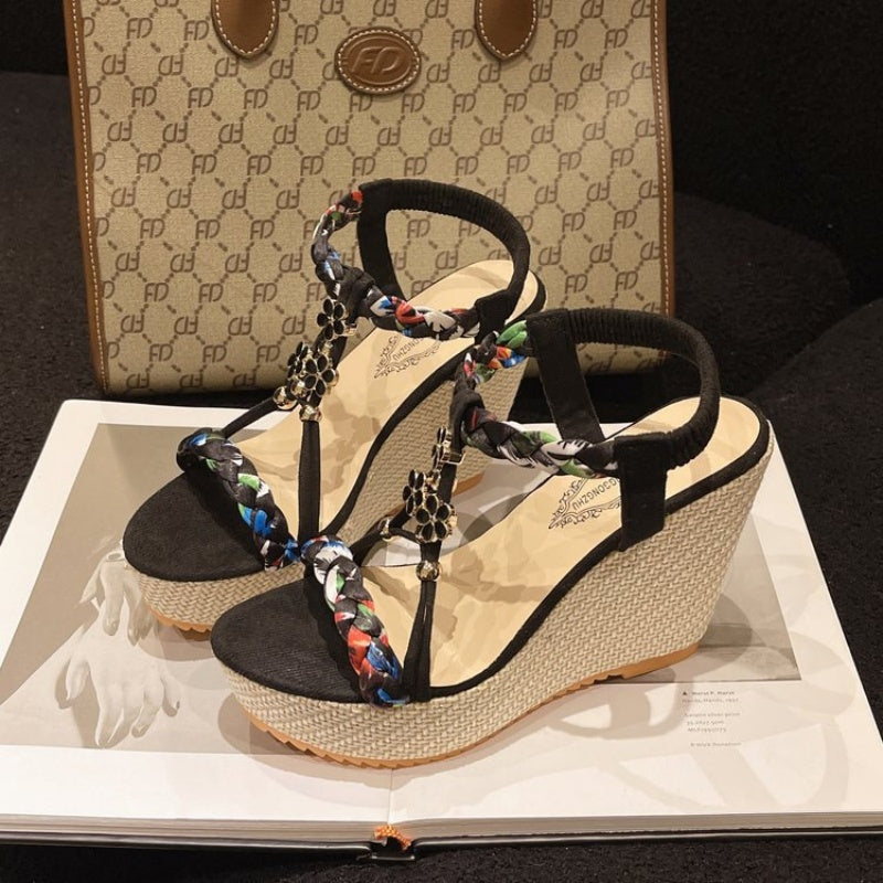 Boho Wedge sandaler med spetsig tå för kvinnor