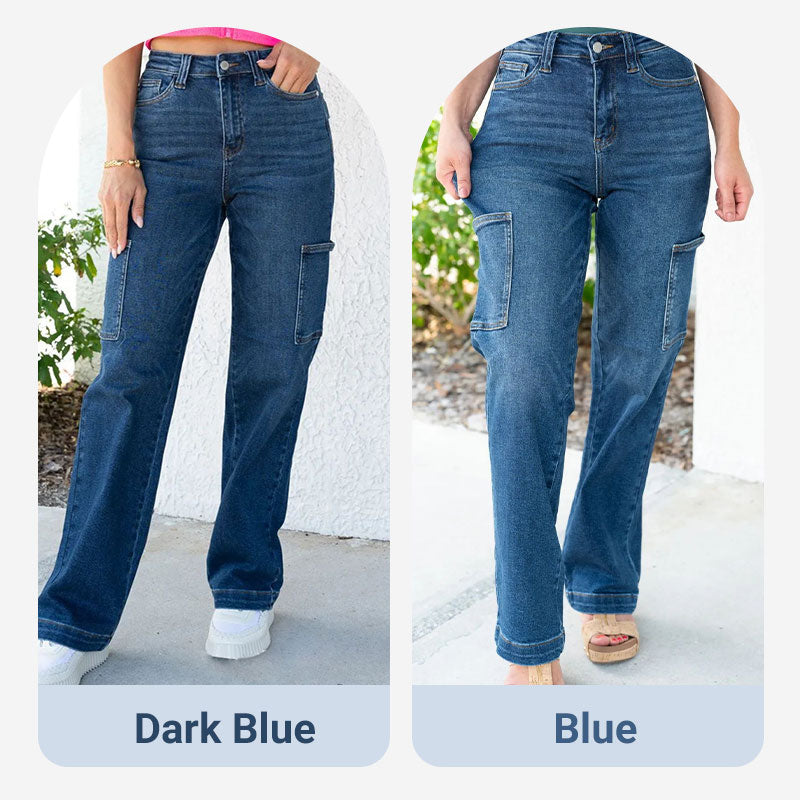 Stretchjeans med vida ben och hög midja för kvinnor