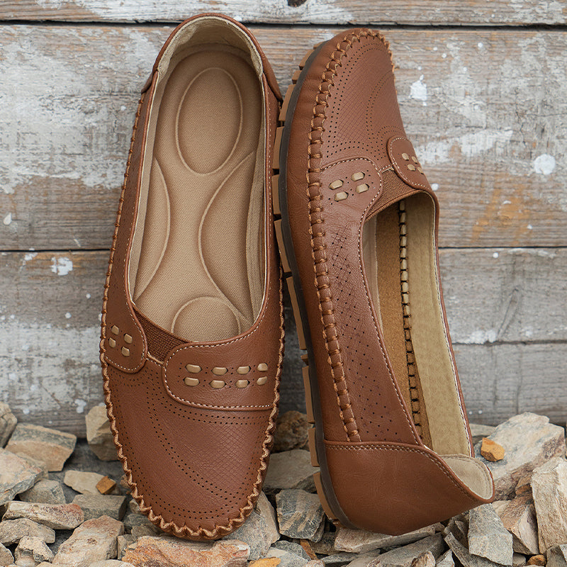 đ„LĂ€derloafers i vintagestil med andningsfunktion för kvinnor