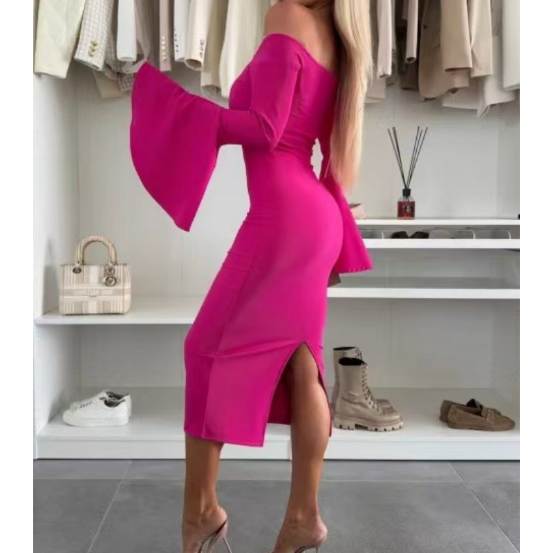 Off-Shoulder midiklänning med klockärm