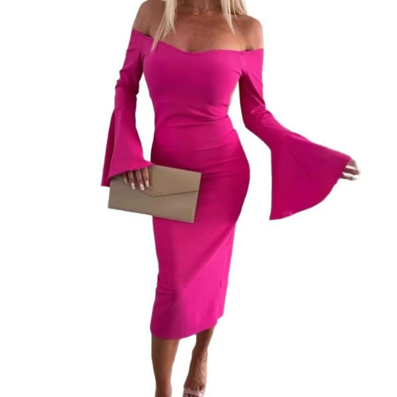 Off-Shoulder midiklänning med klockärm