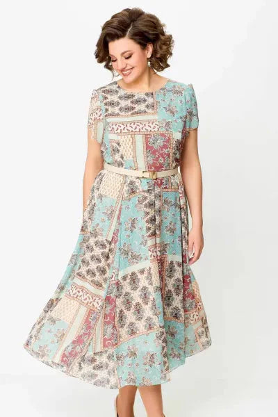 🔥HOT SALE🔥2025 Bekväm och elegant klänning med lapptäcke och tryck