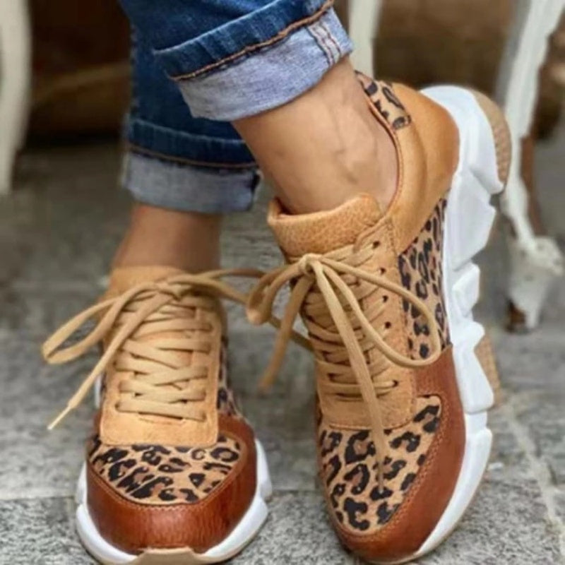Snygga fritidsskor med leopardmönster för kvinnor