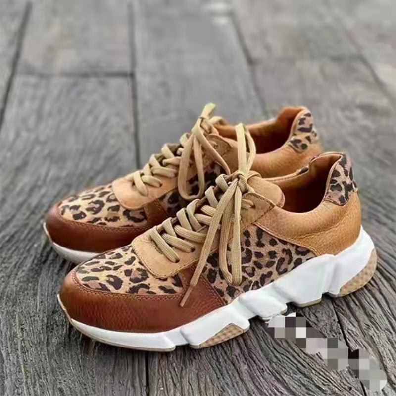 Snygga fritidsskor med leopardmönster för kvinnor