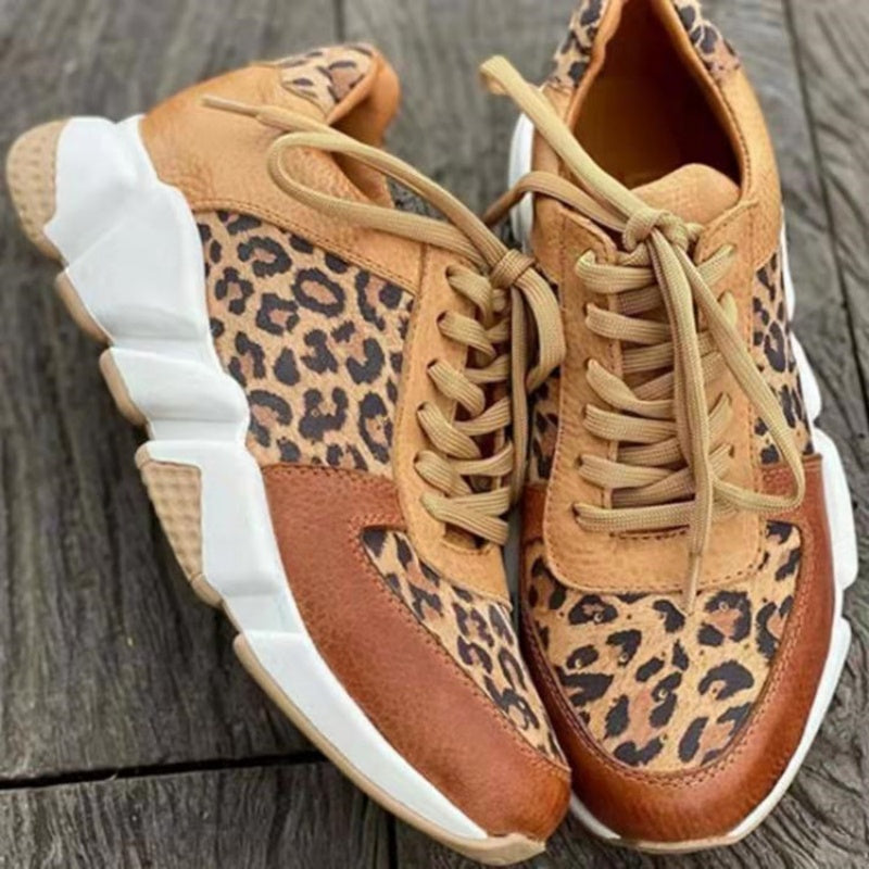 Snygga fritidsskor med leopardmönster för kvinnor