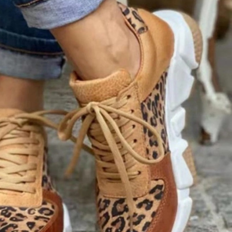 Snygga fritidsskor med leopardmönster för kvinnor