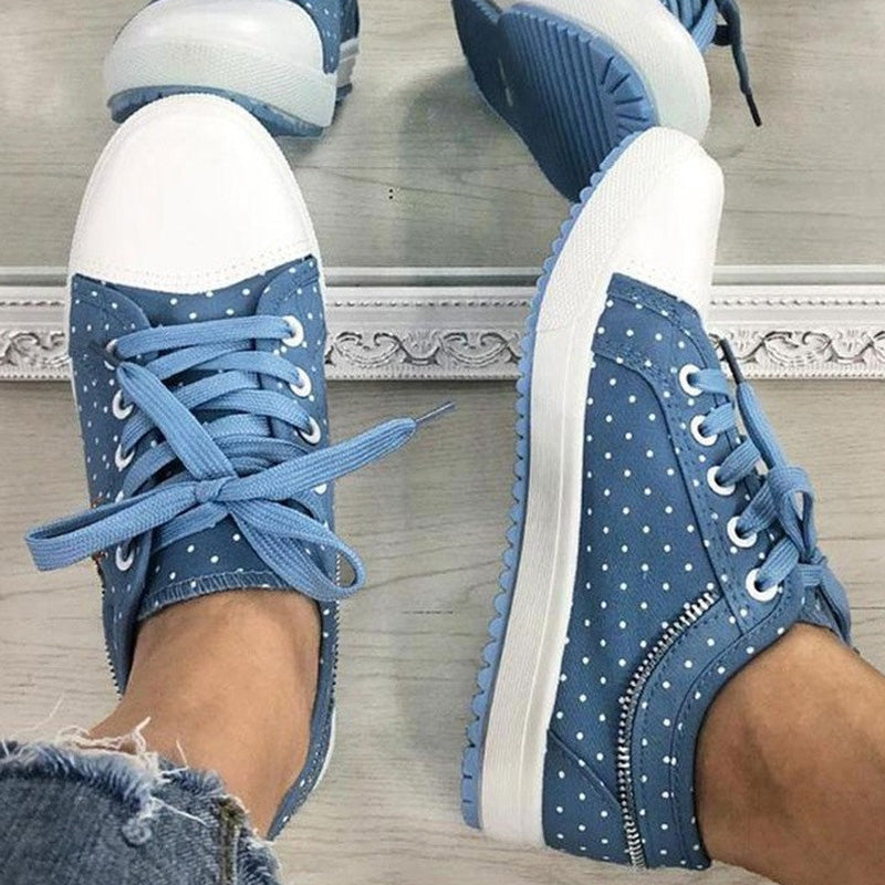 Ladies Casual Flat Round Toe Lace Up Low Top Skor