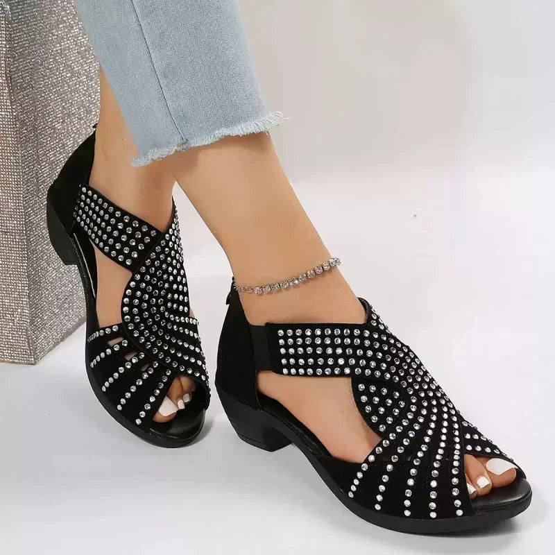 👡Retro sandaler för kvinnor med tjock klack och öppen tå
