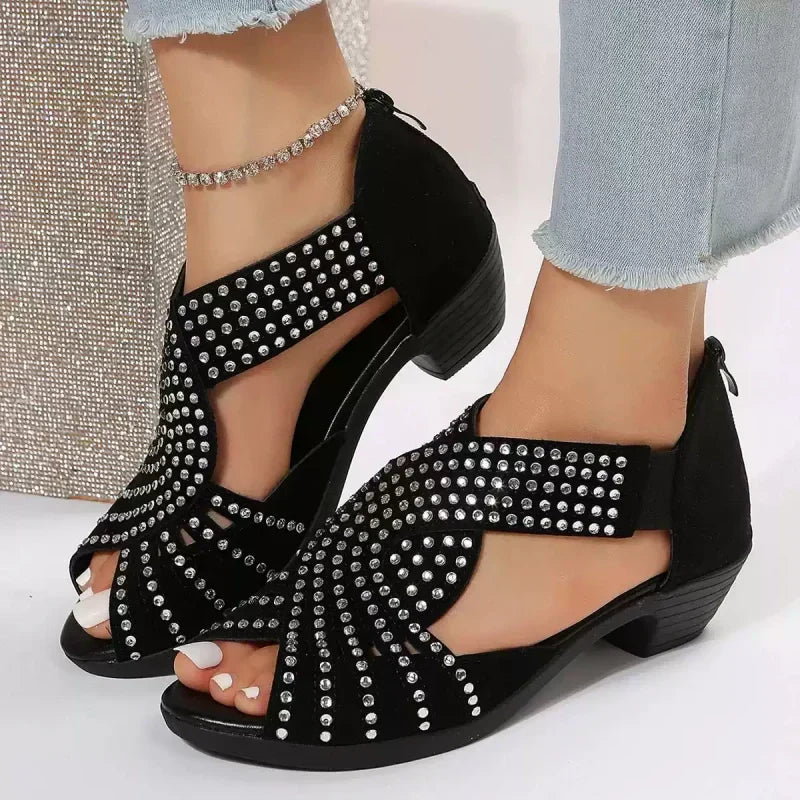 👡Retro sandaler för kvinnor med tjock klack och öppen tå