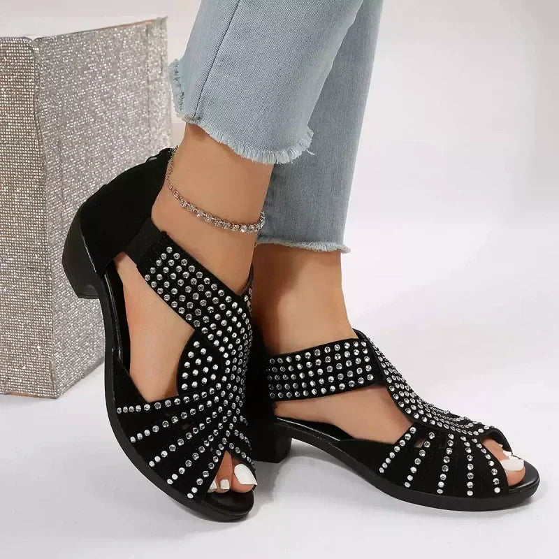 👡Retro sandaler för kvinnor med tjock klack och öppen tå