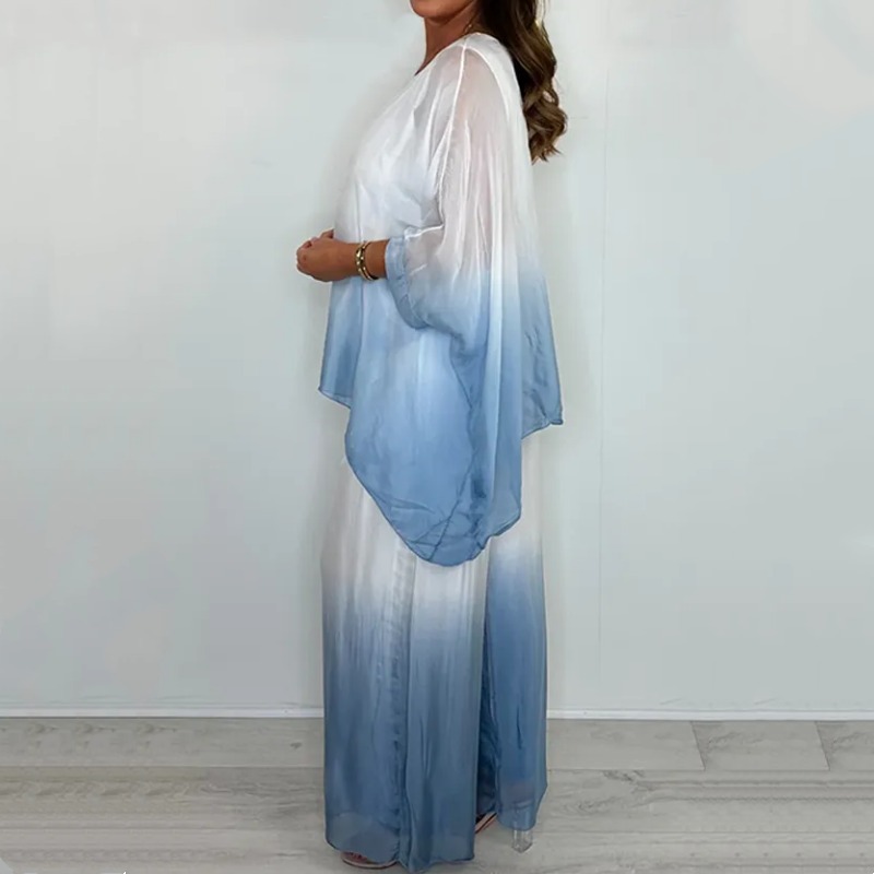 Mesh Mix Dip Dye-set med löst hängande topp och byxor