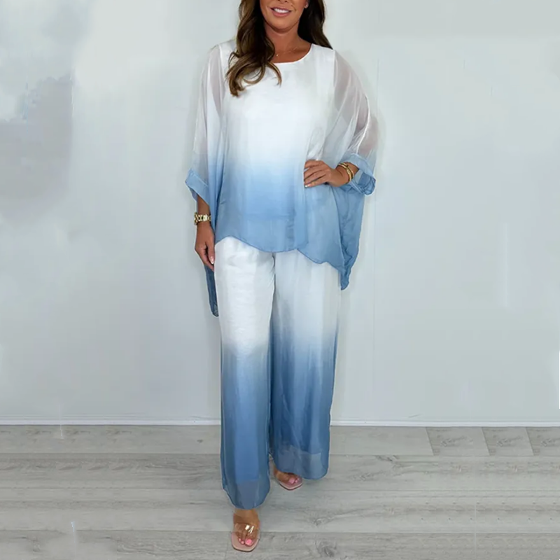 Mesh Mix Dip Dye-set med löst hängande topp och byxor