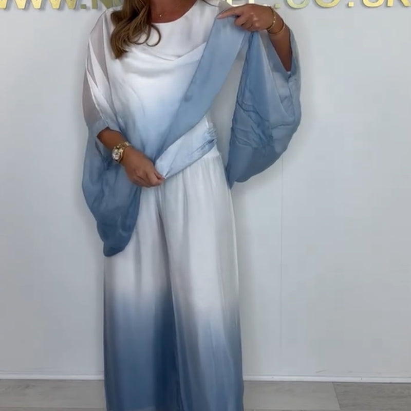 Mesh Mix Dip Dye-set med löst hängande topp och byxor