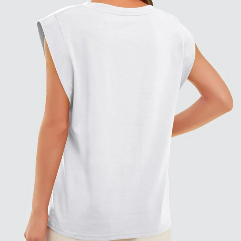 💥LAST DAY PROMOTION - 50% RABATT👕Enfärgad topp med rund halsringning och holkärmar