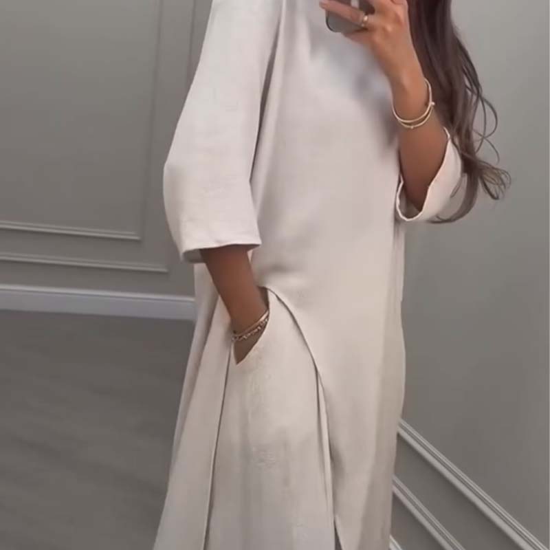 Enfärgad oregelbunden topp & byxor med vida ben 2-PCS set