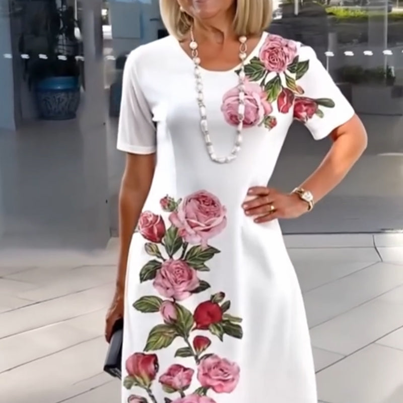 2025 Ny Rose Bloom kortärmad klänning