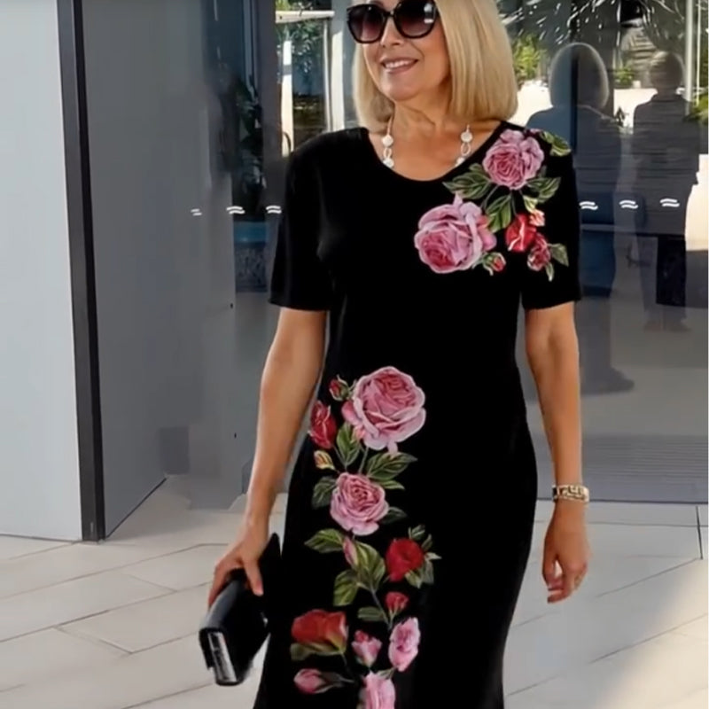2025 Ny Rose Bloom kortärmad klänning