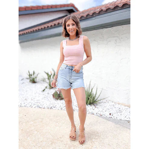 💖SISTA DAGEN REA 50% RABATT🥰High Rise Frayed Hem Cut Off Dad Shorts