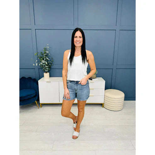 💖SISTA DAGEN REA 50% RABATT🥰High Rise Frayed Hem Cut Off Dad Shorts