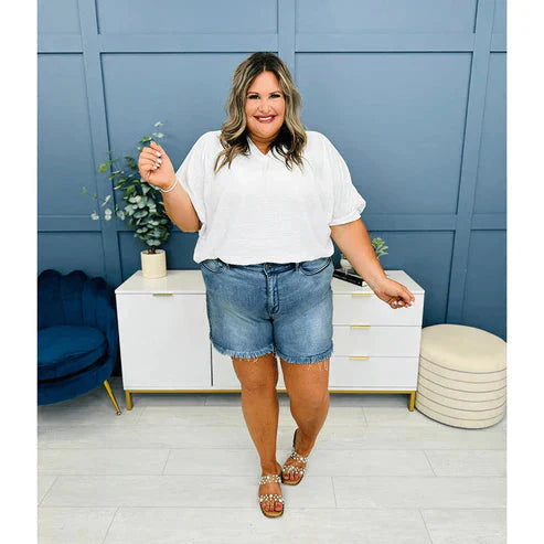 💖SISTA DAGEN REA 50% RABATT🥰High Rise Frayed Hem Cut Off Dad Shorts