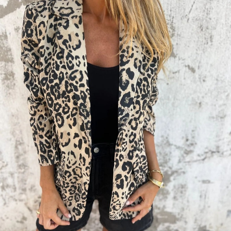 Blazer med leopardtryck för dammode